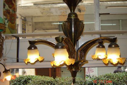 Γαλλικό Art Deco Μπρούτζινο 5φωτο φωτιστικό
